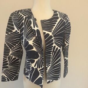 J.Crew Brand New NWT Woman Dbl Breasted Waist High Jkt Floral Sz 00 Nv Blu w/Wht